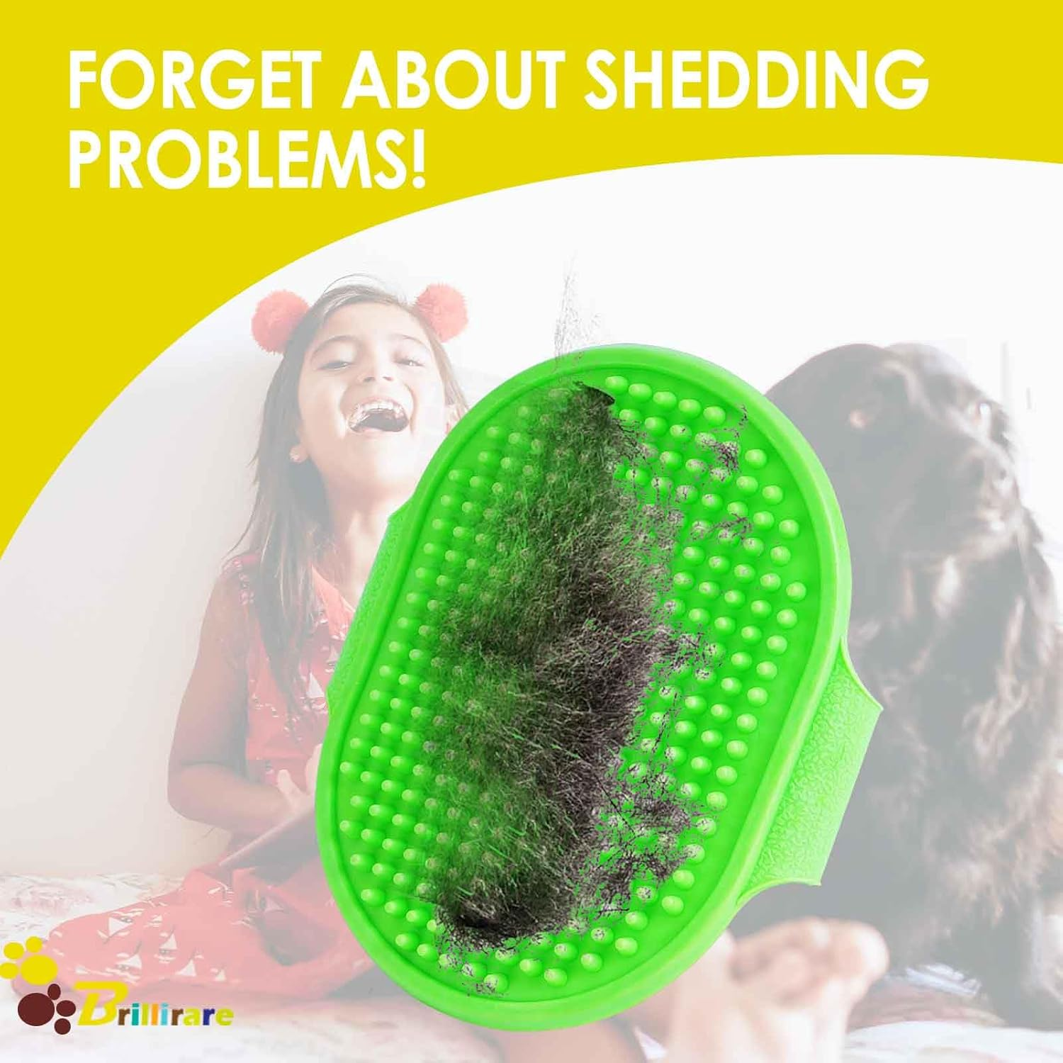 BRILLIRARE 2 Pack Dog Grooming Brush, Premium Soft Silicone Pet Bath Brushes with Adjustable Handle, Shampoo Soothing Comb for Wet Dry Long Short Haired Dogs & Cats Massaging, Deshedding image number 2