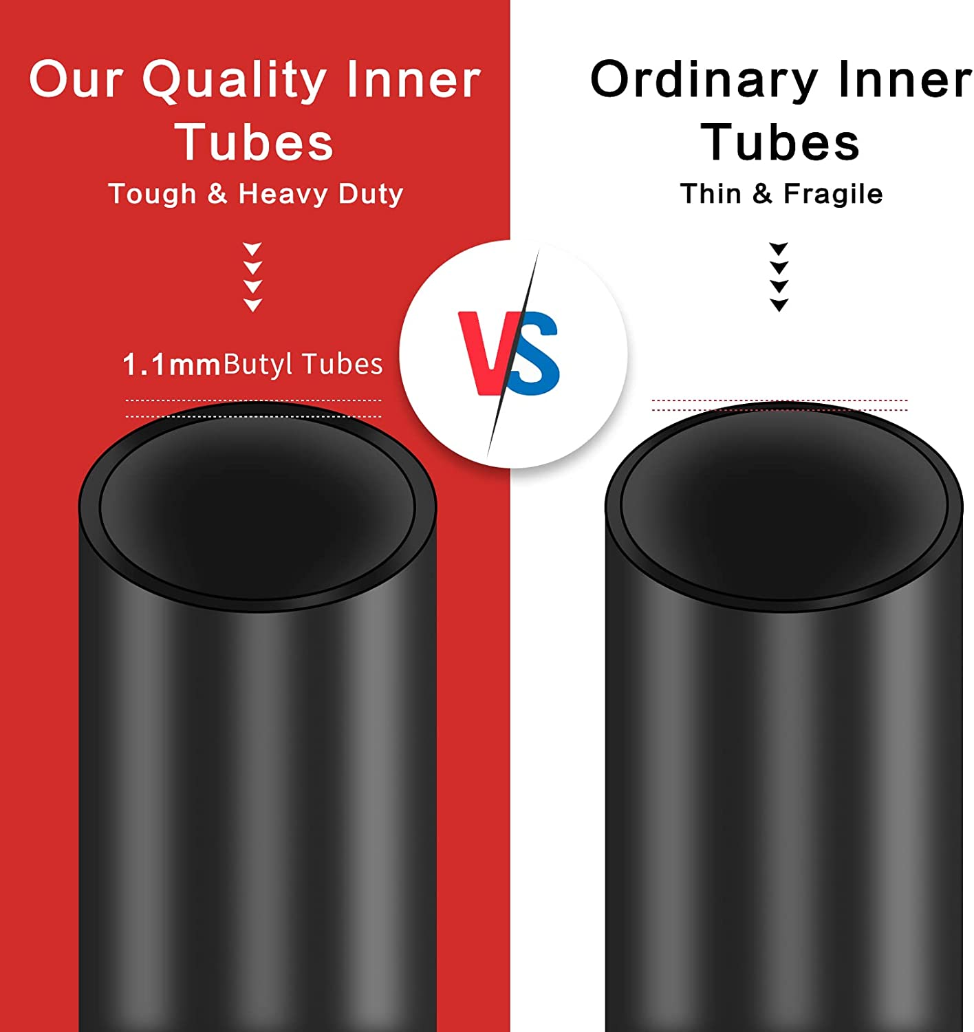 Bike Tubes 2PCS 16 20 24 26X1.75-2.125 Fit 1.75/1.95/2.10/2.125 Heavy Duty Schrader Valve Bicycle Inner Tubes image number 3