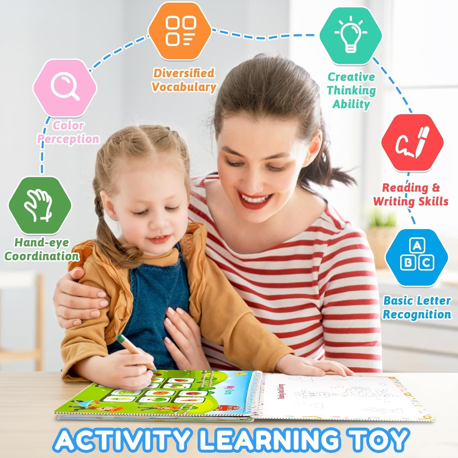 Montessori Preschool Busy Book for Toddlers Ages 3 and up - Preassembled - Preschool Learning Activities Homeschool Montessori Toys - Gifts for 3 Year Old Boys - 4 Year Old Girl Birthday Gifts image number 2