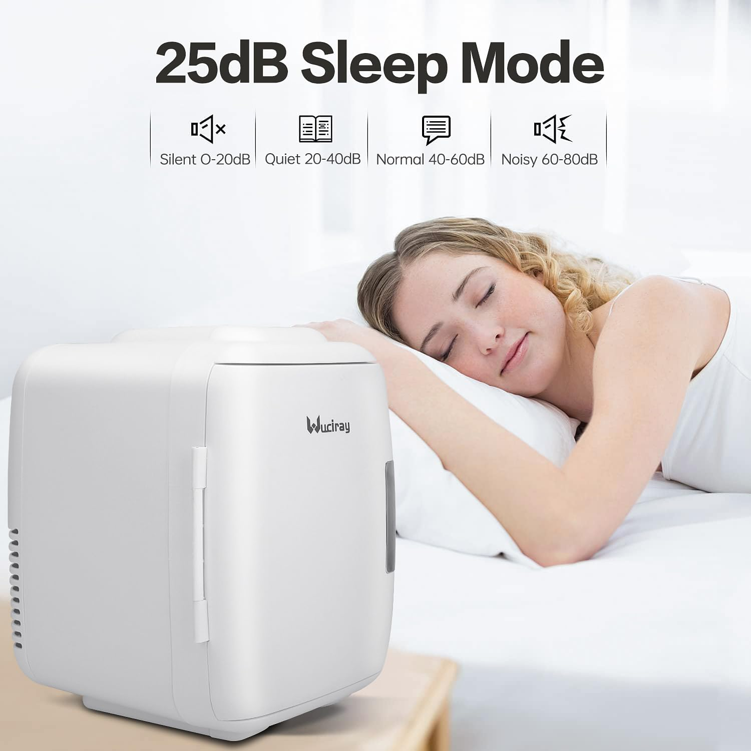 Mini Fridge Car Refrigerators 4L 6 Can, Wuciray Portable Car Fridge with Cooler and Warmer, Beauty Skincare Cosmetic Compact Refrigerator Personal Cooler with AC/DC Power Cord image number 4