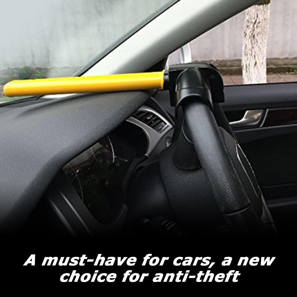 MOTRAIN Universal Steering Wheel Lock, Brake Pedal Lock, High Security Brake Clutch Pedal Lock with 2 Keys Black image number 1