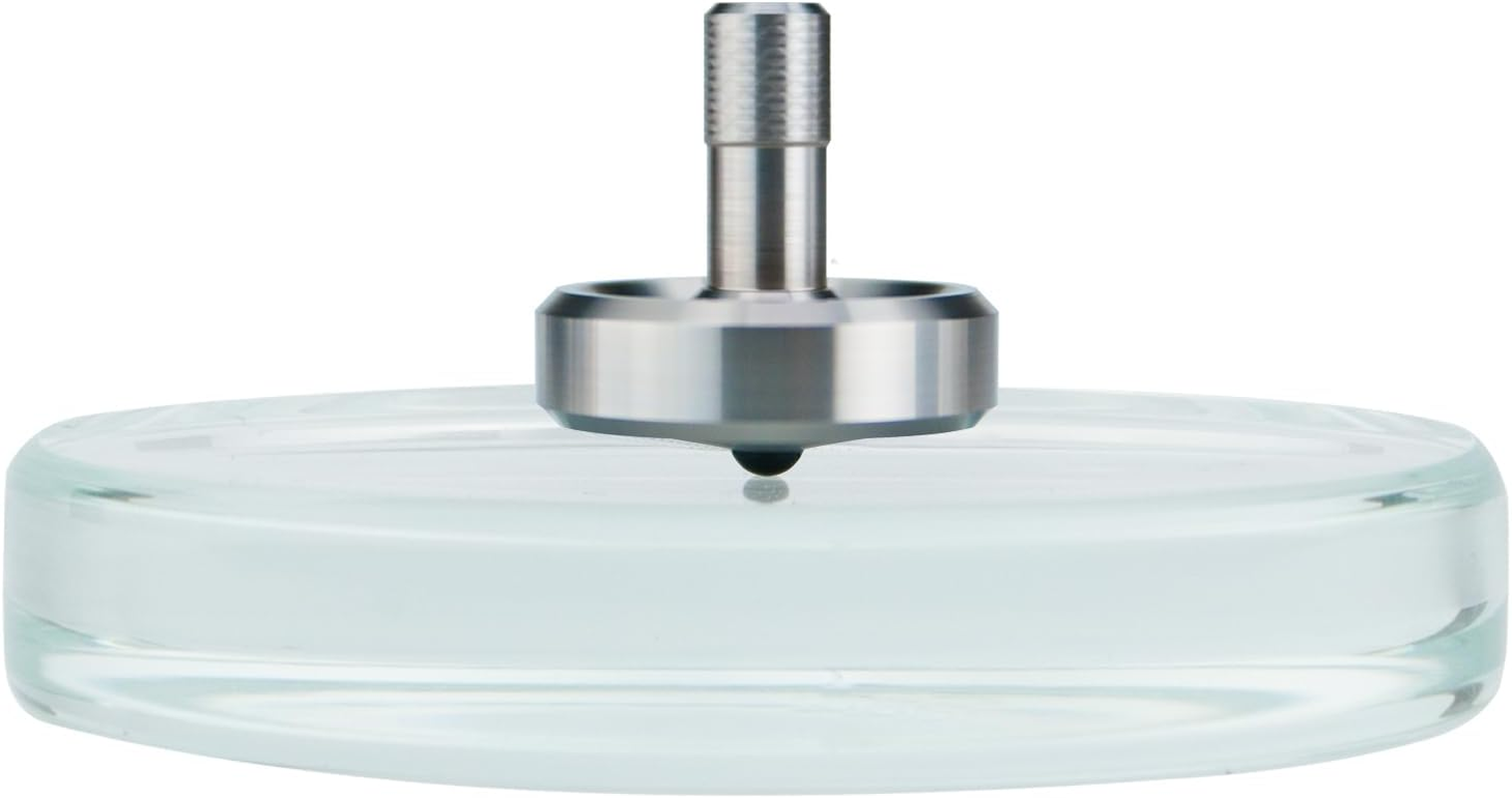 Djuiinostar Spinning Top: Long Lasting (5-8 Minutes), with Glass Base (Diameter: 3.15"; Focal Length: -30Cm; Edge Polished) and Carry Case, CNC Machined, Time Killer, EDC Desk Toy, Fancy Gift DST-820B
