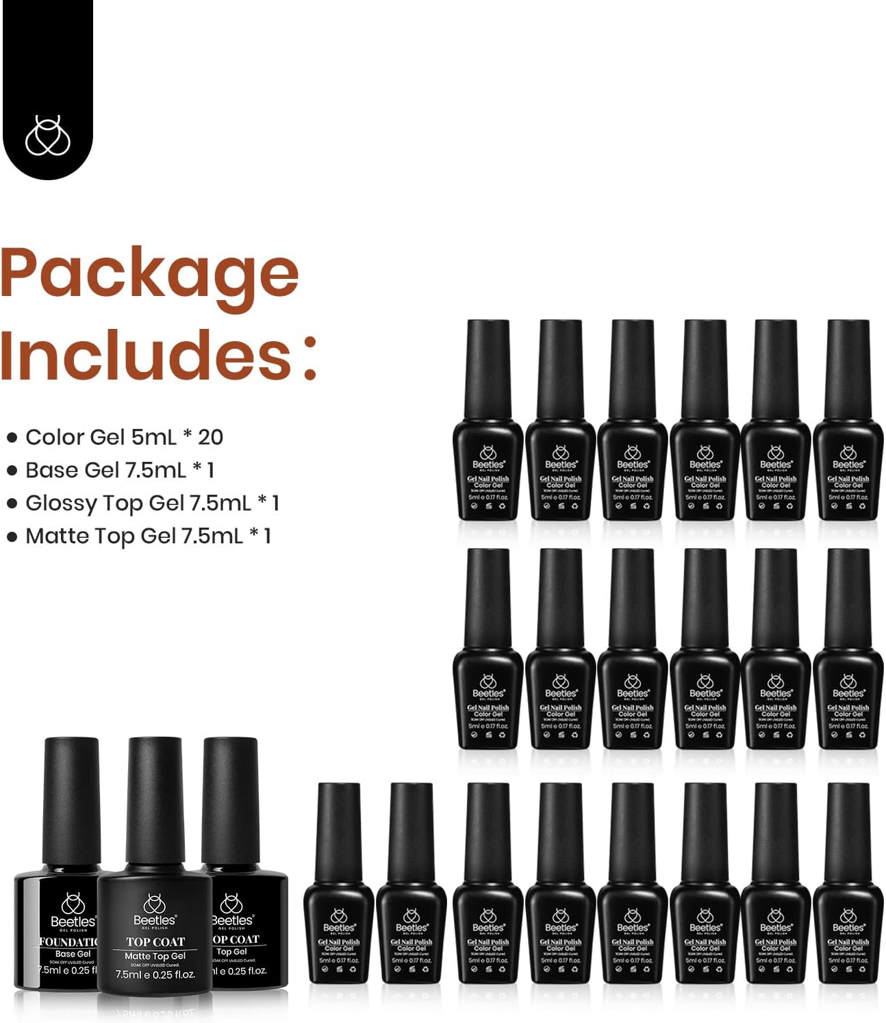 Beetles Gel Polish Gel Nail Polish Set 23Pcs Stylish Retro Gel Nail Polish Kit Green Blue Red Glitter Gel Nail Polish Glossy & Matte Gel Top Coat Base Coat Soak off Uv Nail Lamp