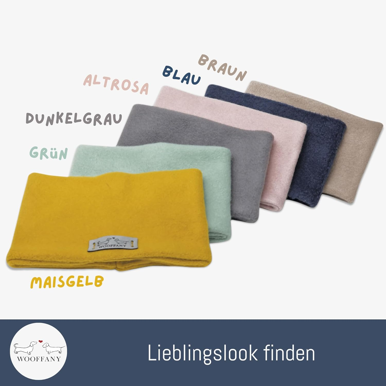 WOOFFANY Sarah Design Loop Scarf - 100% Cotton Fleece - Washable at 30&deg; - for Small Dogs to Medium Dog Breeds - Handmade in Germany image number 1