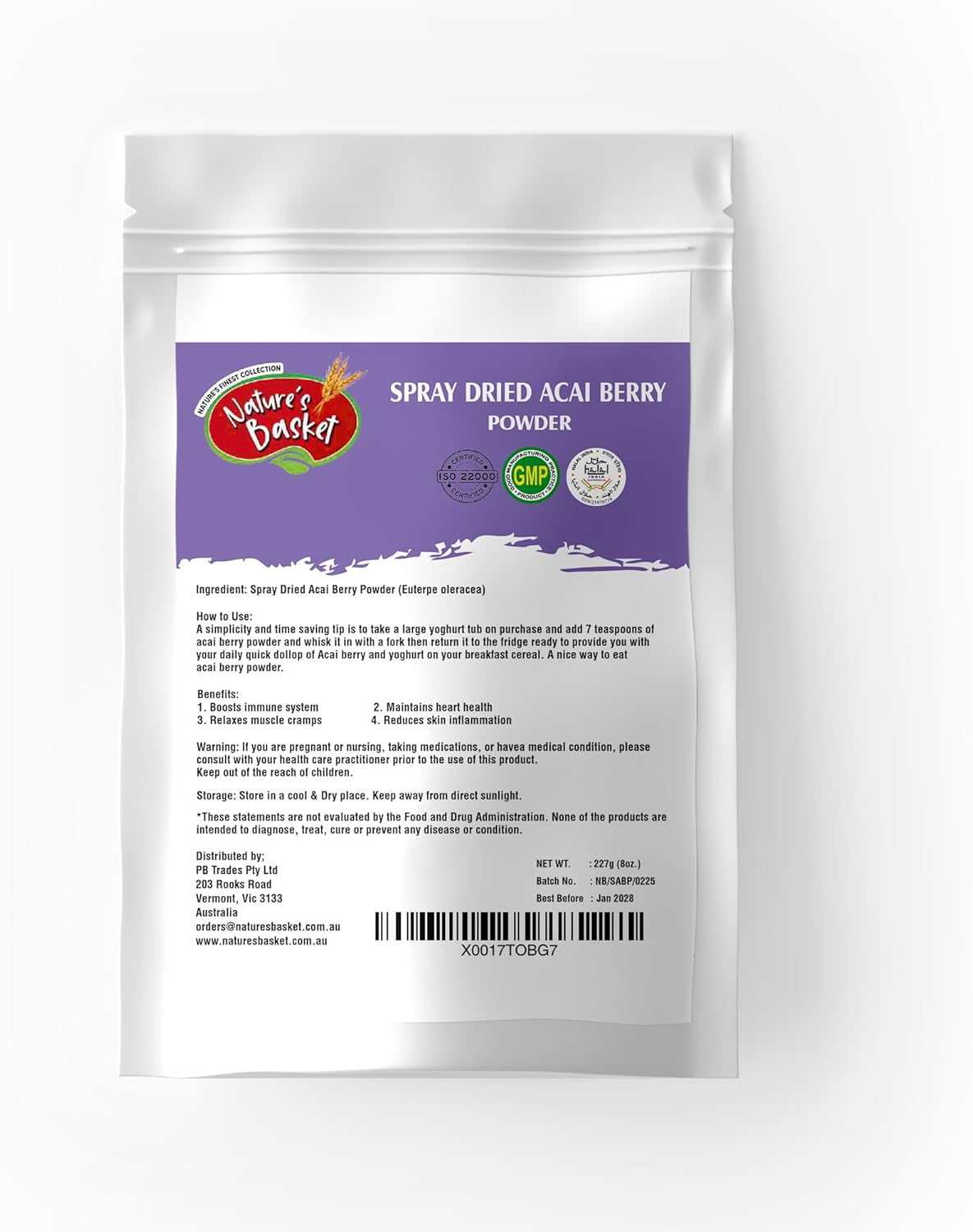 Nature'S Basket Spray Dried Acai Berry (Euterpe Oleracea) Powder (227 Gram) image number 3