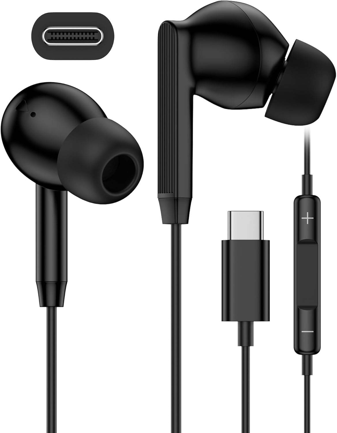 Iphone 16 USB C Wired Headphones with Microphone, Noise Cancelling Earbuds USBC for Iphone 16E 16 Pro Max 15 Plus, Samsung Galaxy A16 S25 Ultra Apple Wired Ear Buds In-Ear Type C Plug Earphone Mic