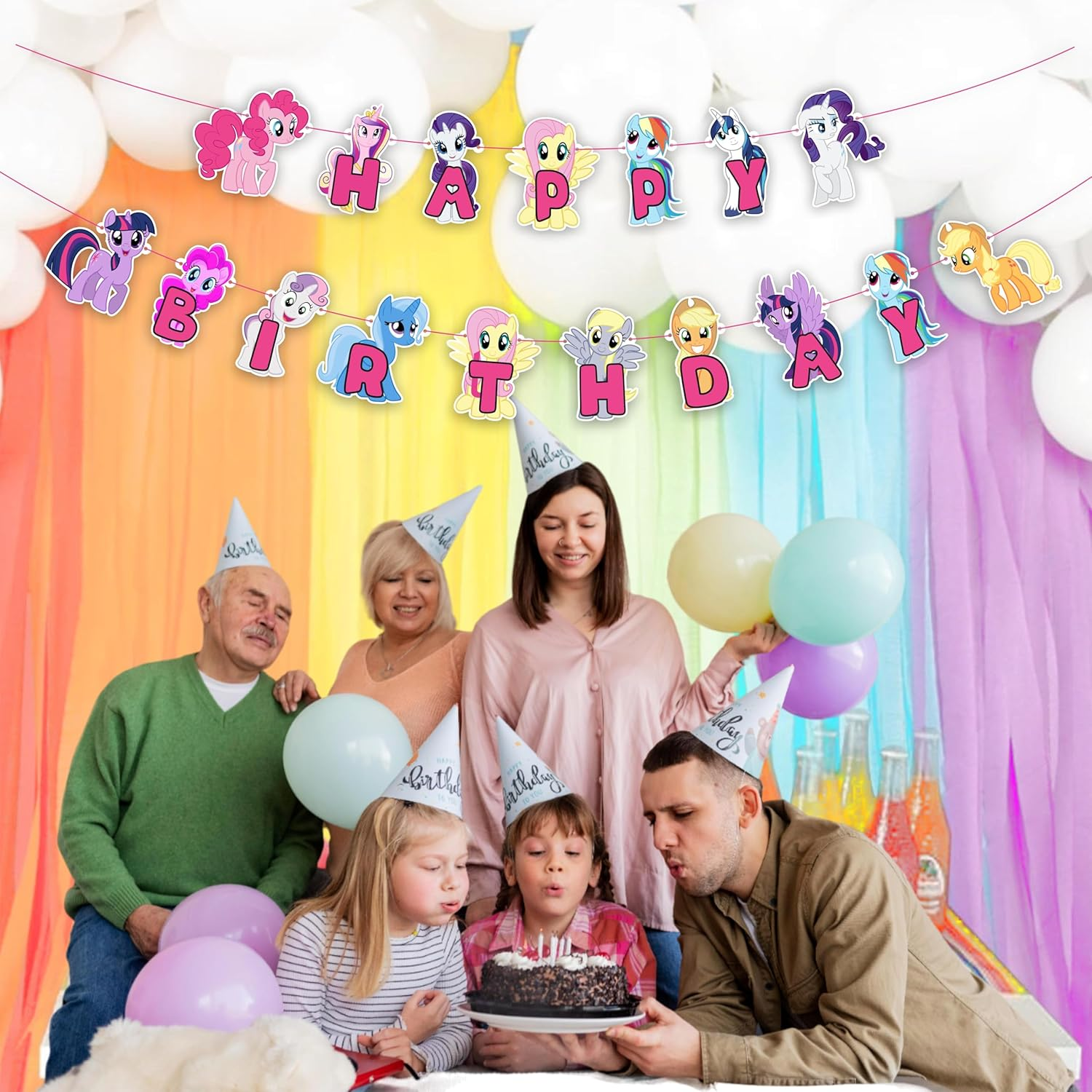 My Little Pony Happy Birthday Banner &ndash; Adorable Pony Characters in Vibrant Colors &ndash; Perfect for Kids&rsquo; Birthday Parties image number 1