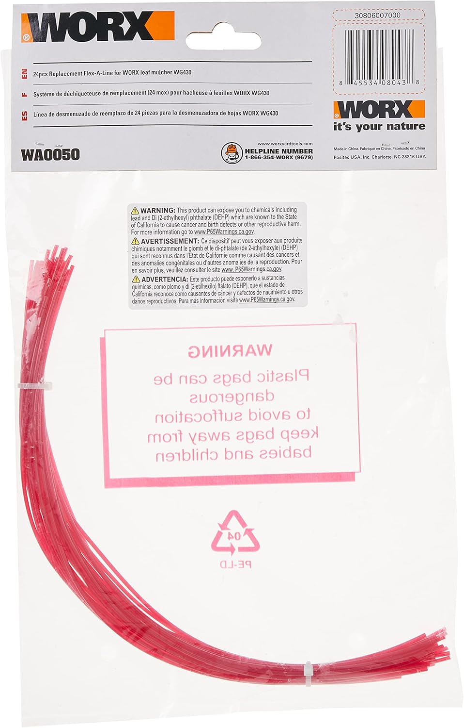 WORX WA0050 Flex-A-Line 24-Pack 13" Replacement Line for WG430 Electric Leaf Mulcher image number 4