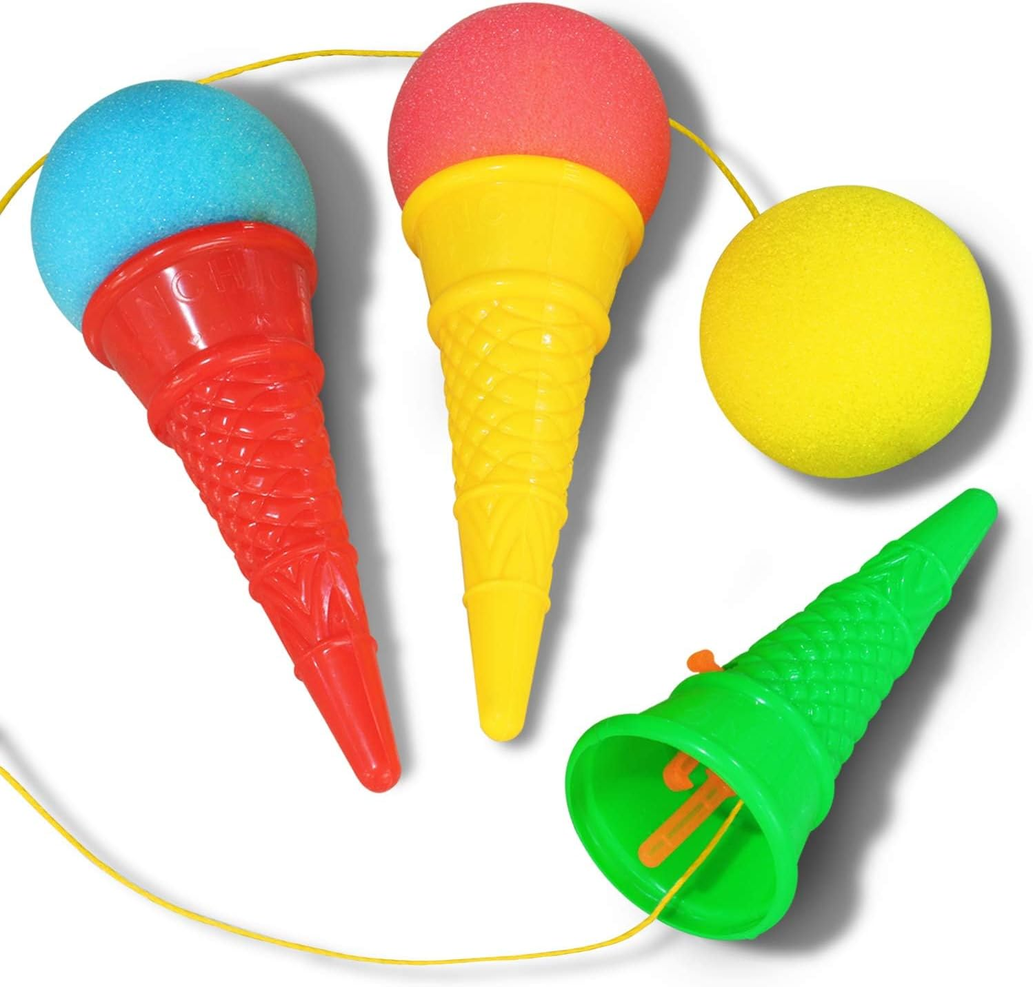 Novelty Place 7" Ice Cream Shooters Toy, Pack of 12, 7 Inch Size Plastic Cone and Foam Ball with Multiple Colors, Interesting Toys for Children'S Party