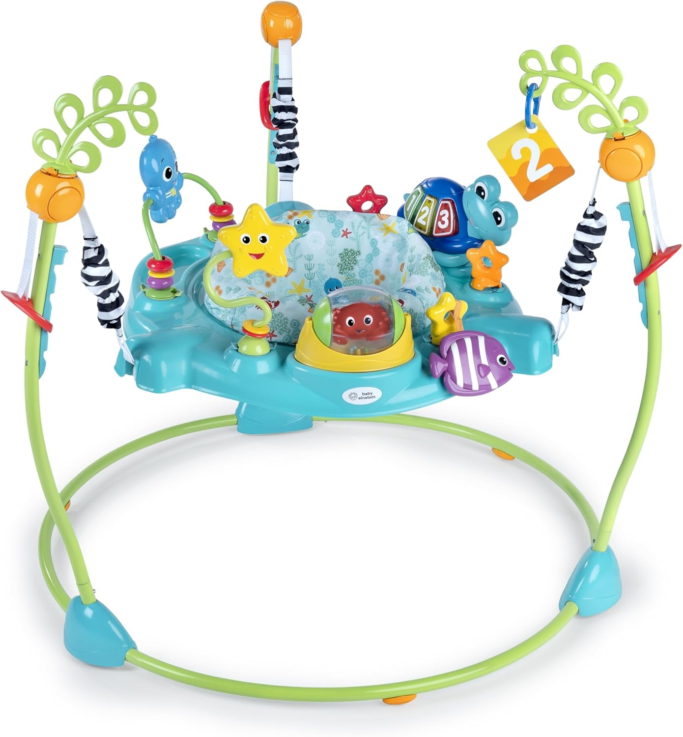Baby Einstein Ocean Explorers Curiosity Cove 2-In-1 Educational Activity Jumper and Floor Toy, Max Weight 25 Lbs., Ages 6 Months+, Unisex
