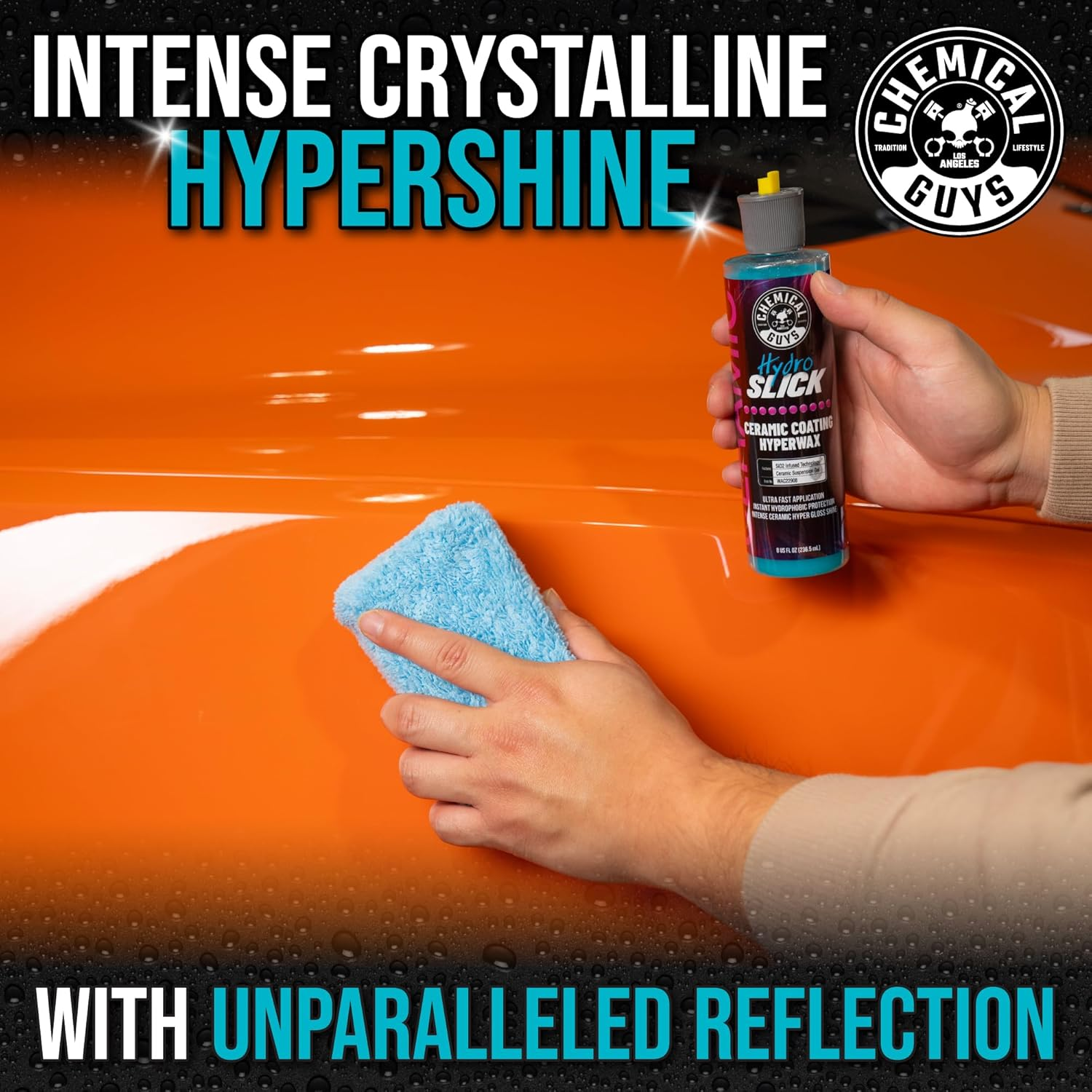 Chemical Guys Hydroslick Ceramic Coating Kit &ndash; Hydrophobic Paint Protection &ndash; Includes Ceramic Spray, Applicator & Microfiber Towel for DIY Sio2 Coating image number 2