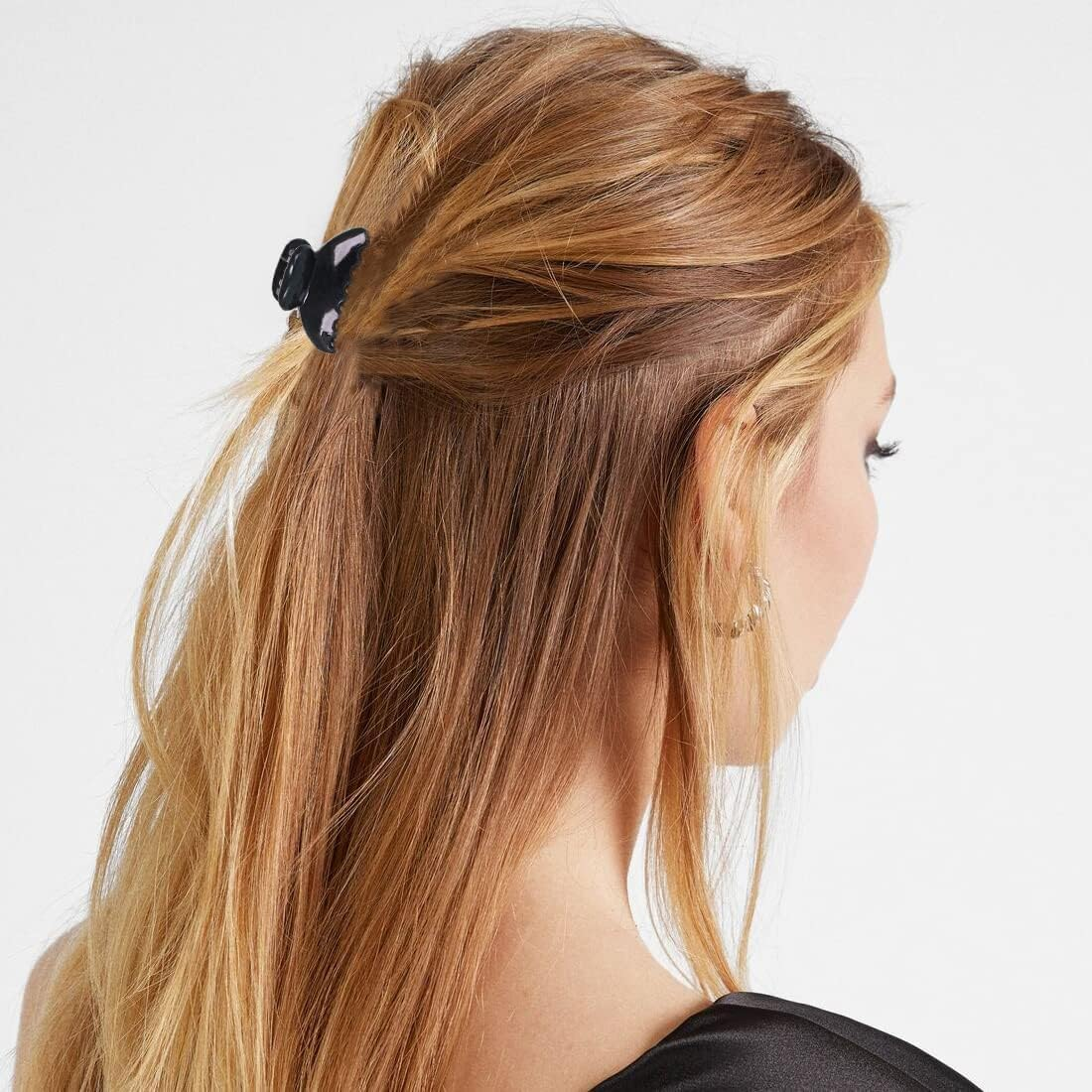 PLABBDPL Plastic Hair Claw Clips, Small Hair Clips, Mini Hair Clip, Vintage Simple Non-Slip Hair Clips, Hair Pin Thick Hair Claw Clips Accessories for Women Girls, Black