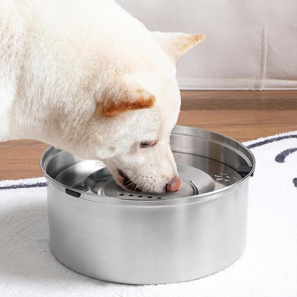 No Spill Pet Water Dispenser, No Splash Dog Water Bowls, Stainless Steel Slow Drinking Bowl, Vehicle Carried Travel Bowl for Dogs, Cats and Pets image number 4