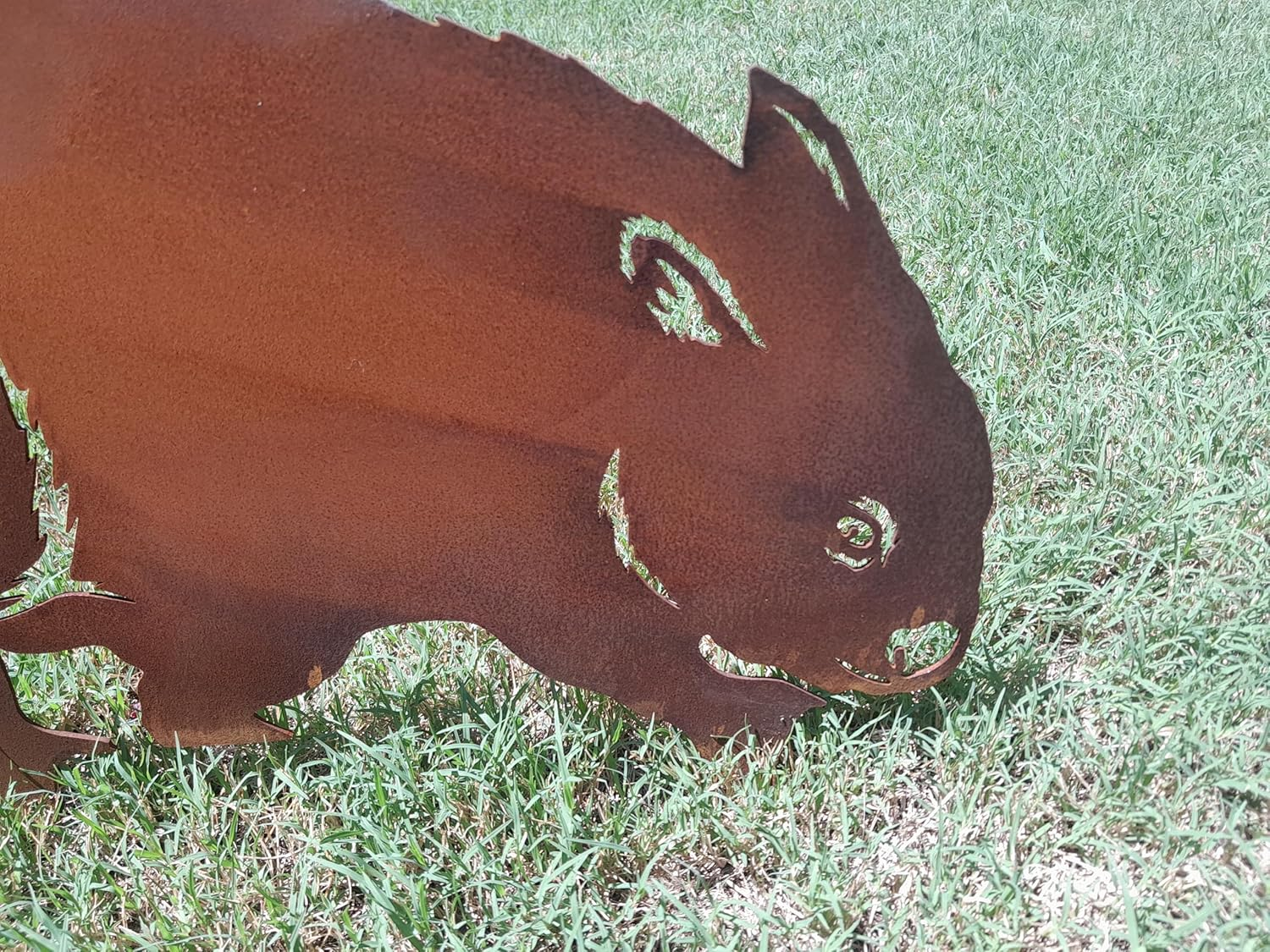 Wombat Garden Stake - Australian Made Rusted Metal Garden Art image number 2