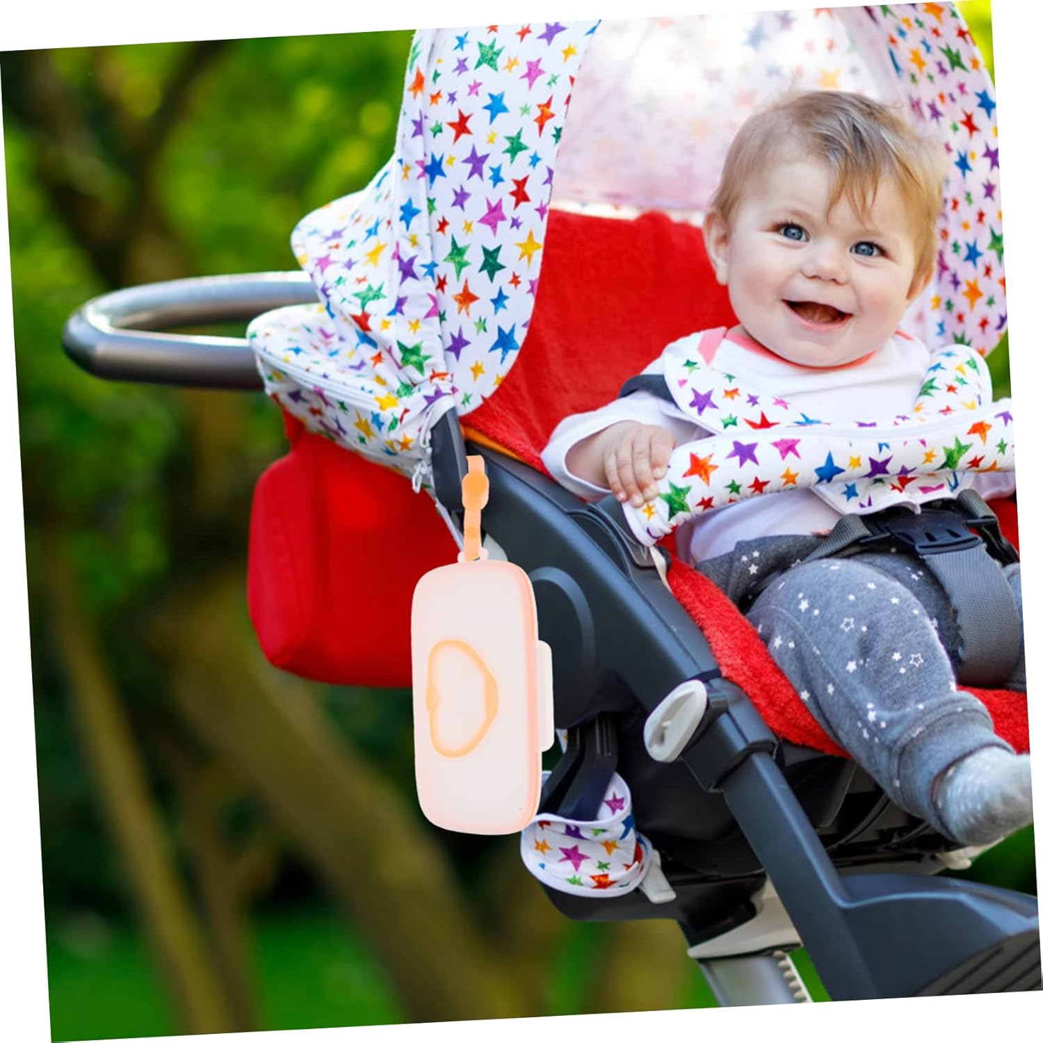 Portable Baby Wipes Case Lid, Infant Wipes Holder Box, White and Orange Plastic Tissue Storage for Travel and Outdoor Use image number 2