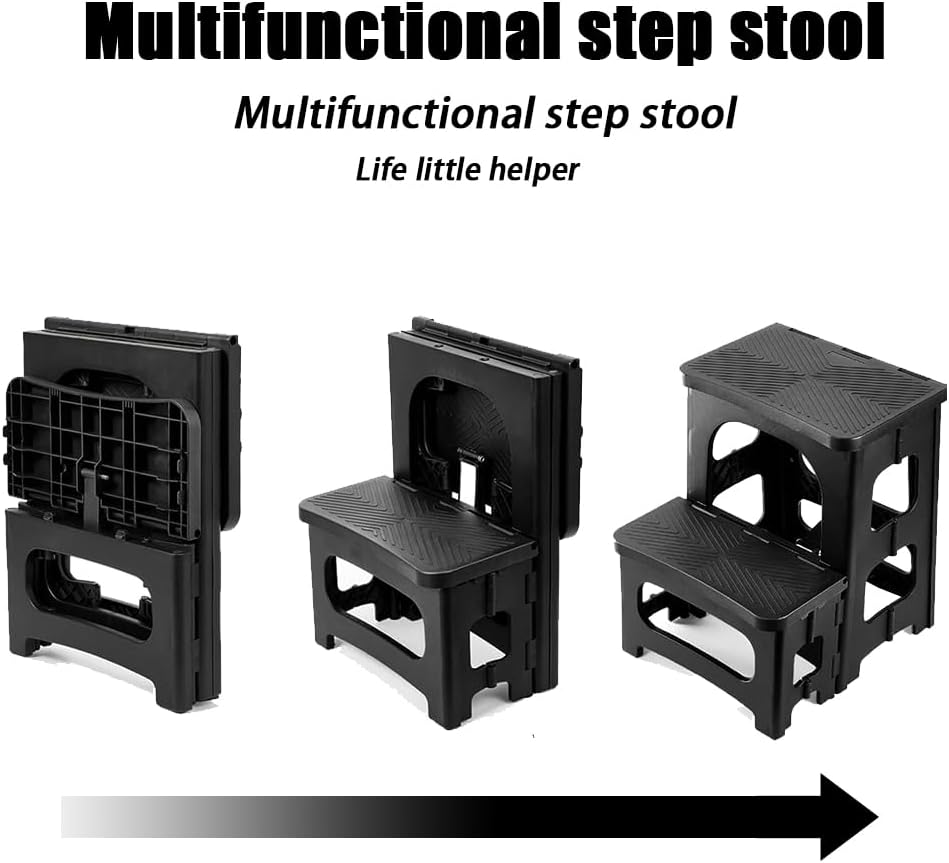 2-Step Stool Foldable,Folding Step Stools,Non-Slip Folding Step Stool,Foldable Plastic Stool,Lightweight Portable Step Stool,For Adults or Kids for Kitchen/Home/Bathroom image number 6