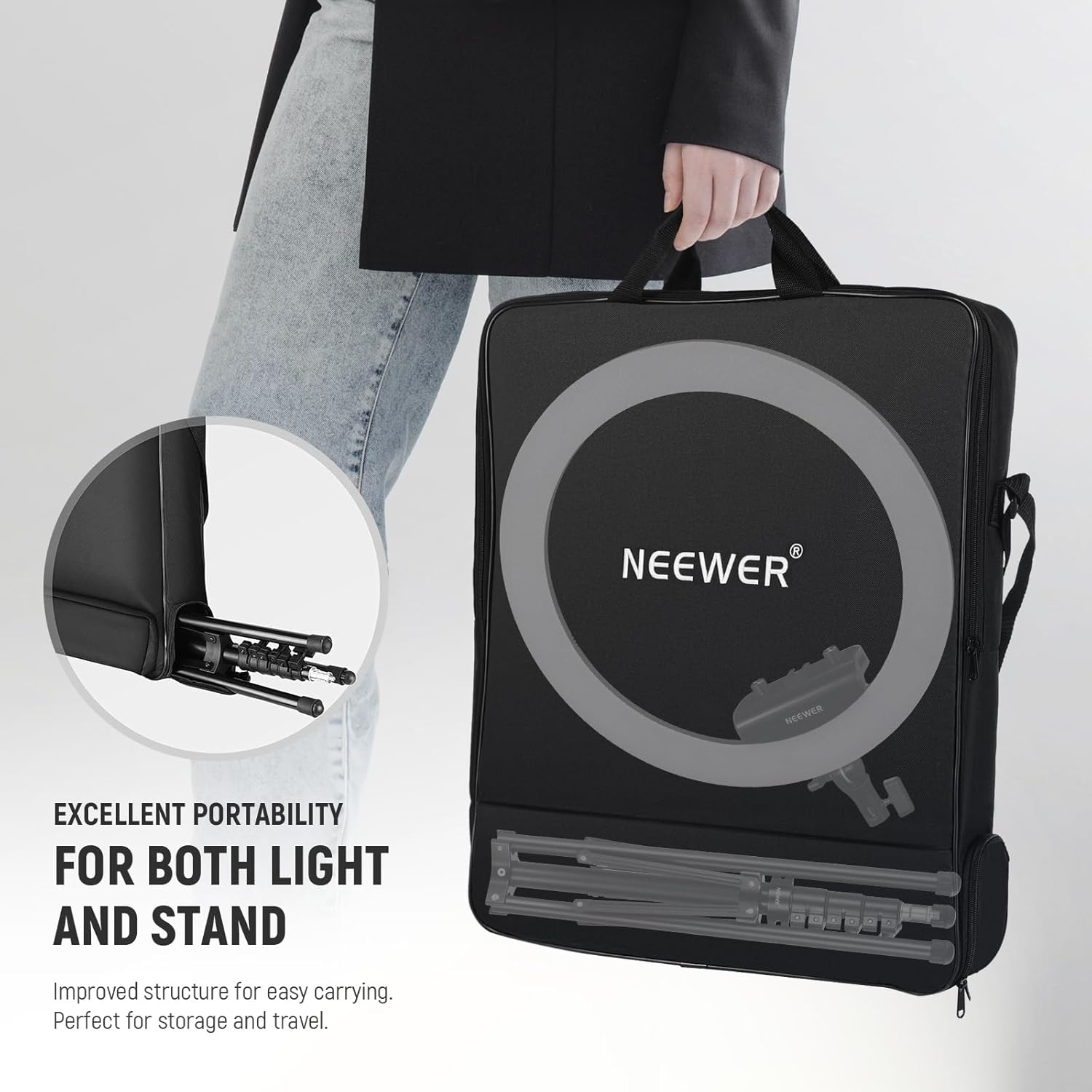 NEEWER Professional 18 Inch Ring Light with Tripod Stand Phone Holder Compatible with Iphone, 45W Remote Shutter App Control, Video Recording Makeup Selfie Studio Streaming Filming, RP18B Pro Black image number 5