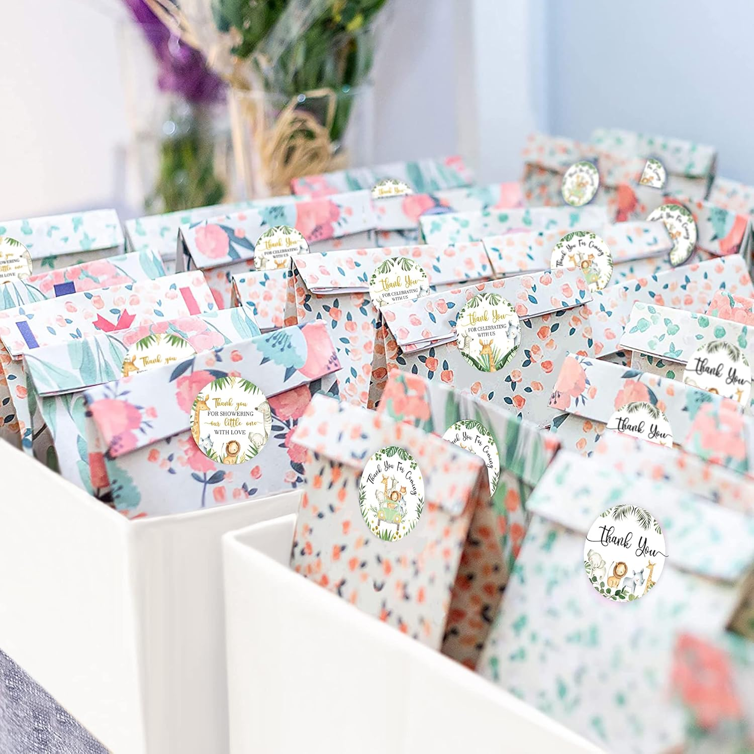 80 Jungle Safari Thank You Stickers, Baby Shower Thank You Stickers, Wild Animals Birthday Party Favor Label Decorations(2 Inch) image number 5