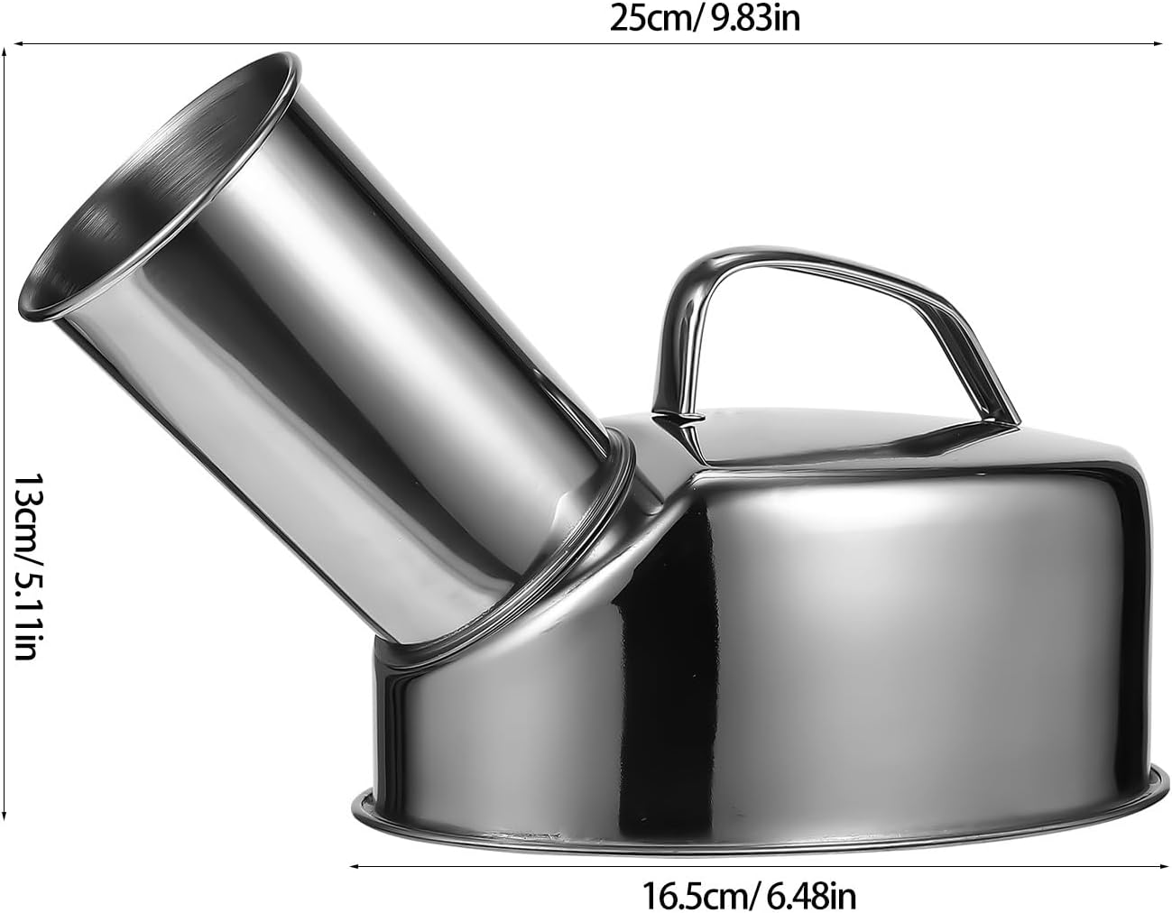 Healvian Stainless Steel Male Urinal Pot with Handle Portable Urinal Bottle Smooth Mouth for Home Hospital Use 10In X 6.5In X 5In