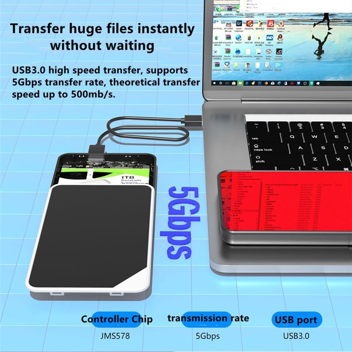 1TB External Hard Drive-Usb 3.0 Portable External Hard Drives-Slim External Hard Drive-5Gbps H-Speed Solid State External Hard Drive-Portable External Hard Drive for Mac,Pc,Laptop (Black) image number 5