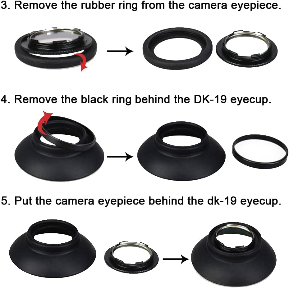 DK-19 Eyecup Eyepiece Viewfinder Compatible for Nikon D810 D810A D800 D800E D700 F6 D5 Camera, Replaces DK-17/DK-19 (2 Pack) image number 5