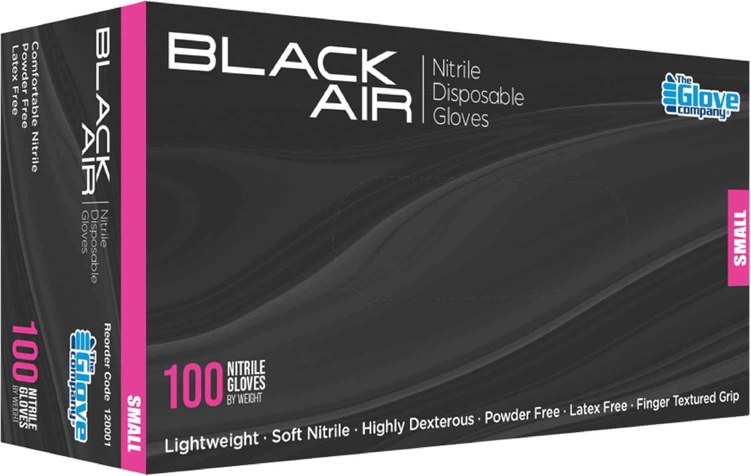 The Glove Company Black Air Nitrile Disposable Gloves, Small (Box of 100) image number 1