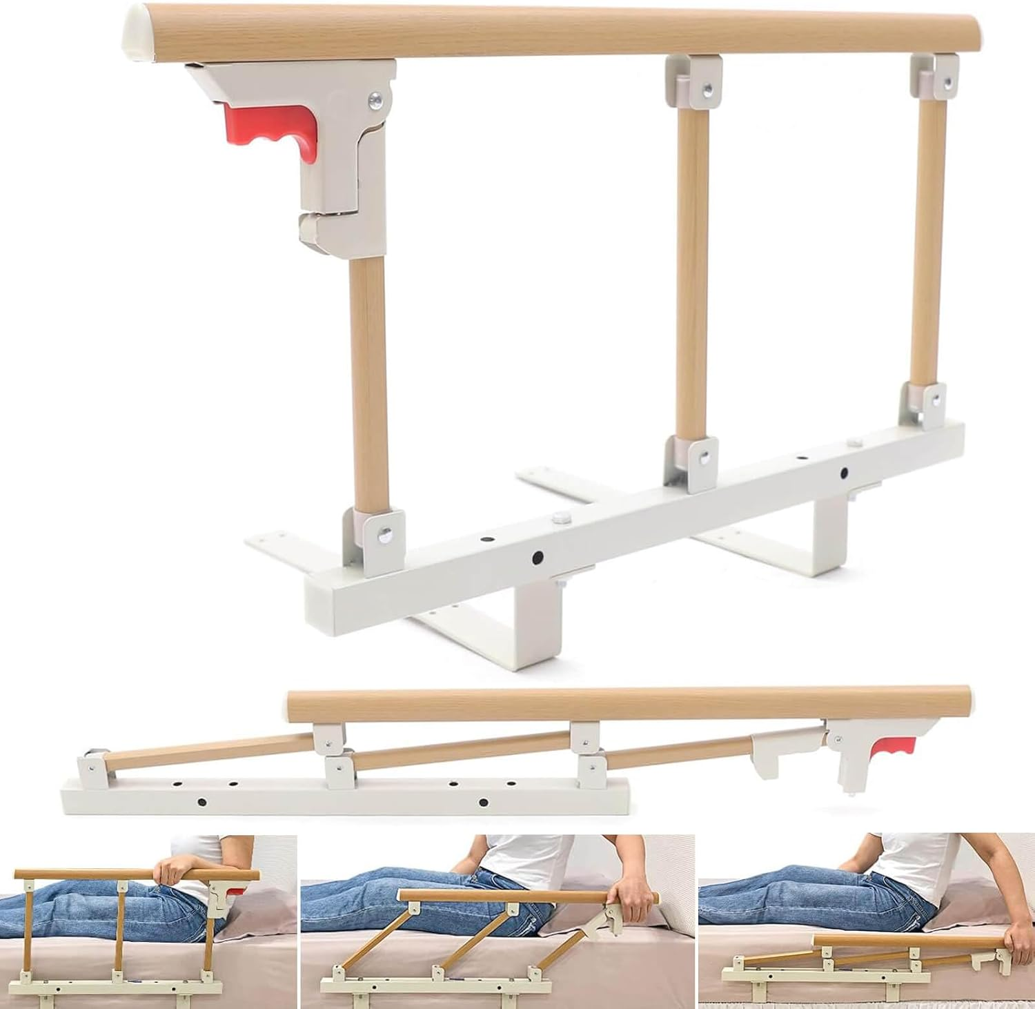 Fesfun&reg; Bed Rails Elderly Adults Safety, Foldable Bedside Grab Bars Assist Handles, Collapsible Bed Canes Guards Railings for Seniors, Adjustable Rails Prevent Falling image number 4