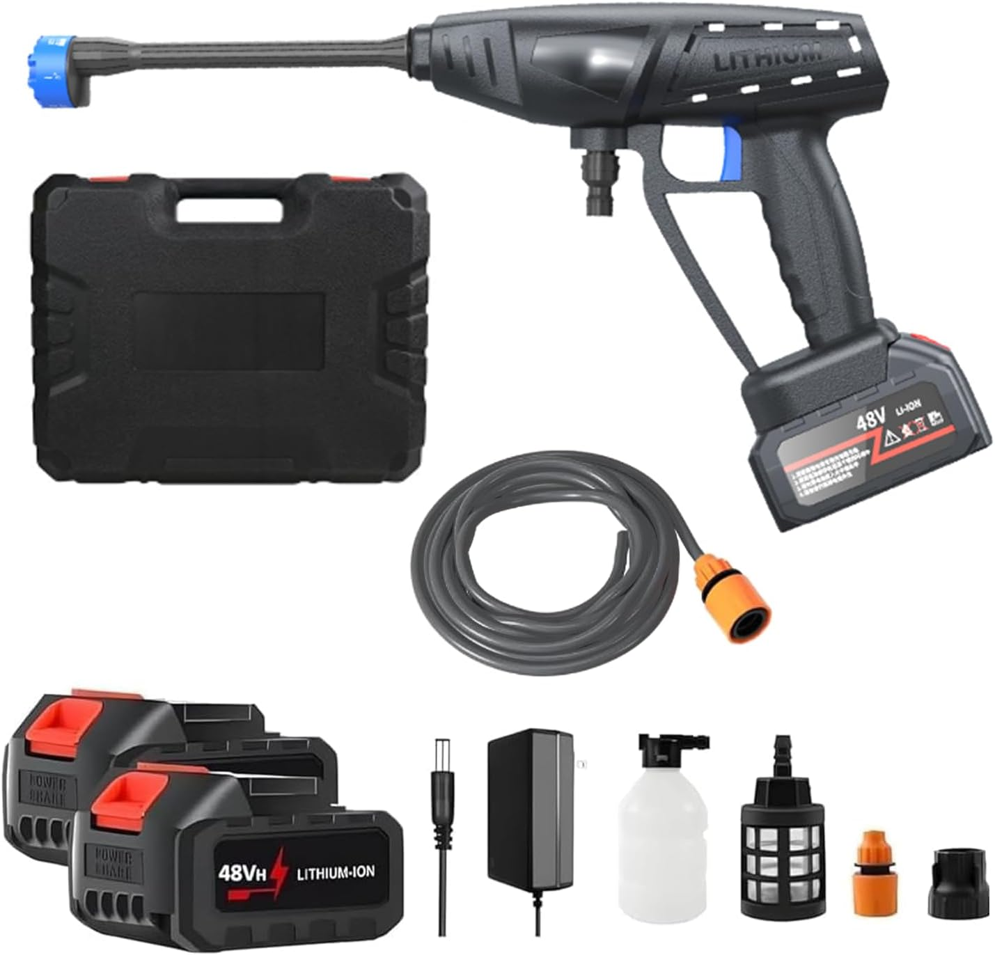 Cordless Pressure Washer, 6-In-1 Nozzle Portable High Pressure Washer Gun Handheld, Long Lasting Power Battery Cordless Pressure Washer for Car/Floor/Patio/Window Cleaning Jet Waher image number 2