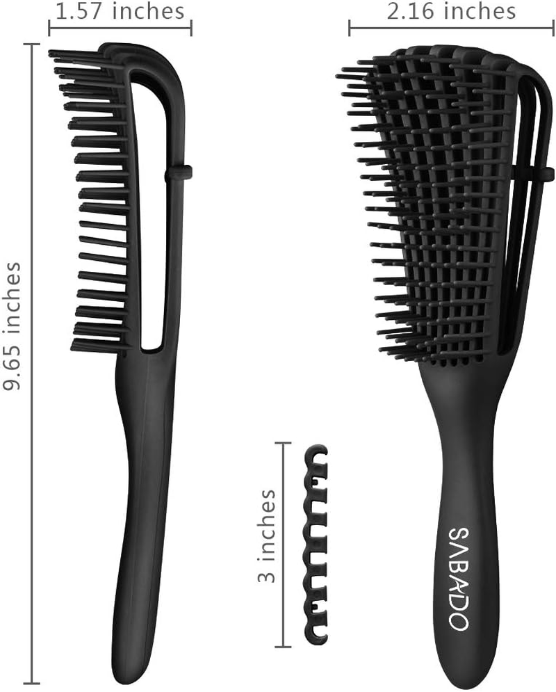 Detangling Brush for Afro America/African Hair, Textured 3A to 4C Kinky Wavy/Coily/Wet/Dry/Oil/Thick/Long/Curly Hair Detangler (Black)