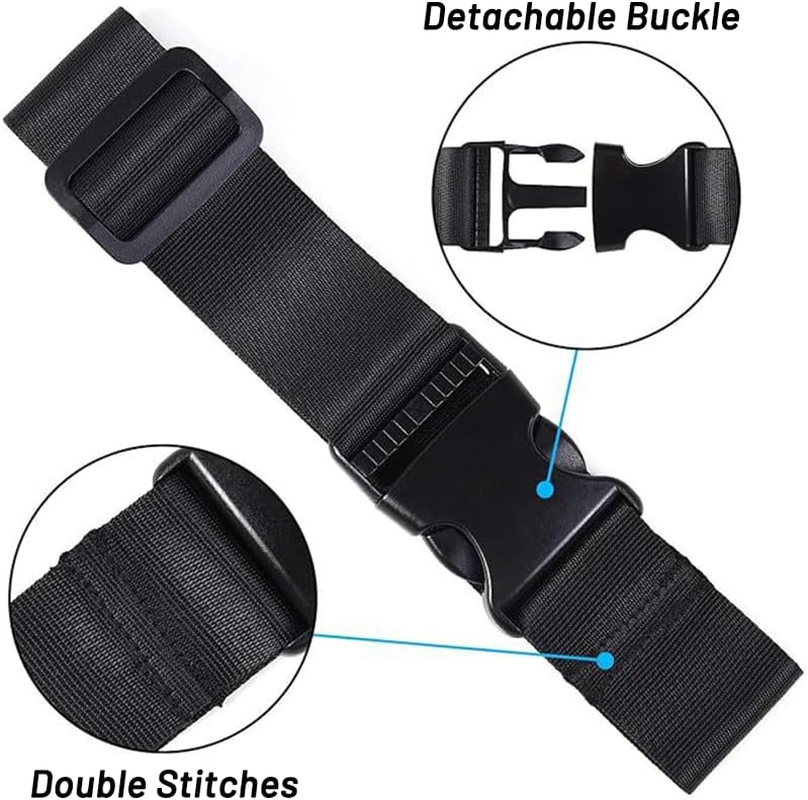 2 Pack Add a Bag Luggage Strap - Heavy Duty Adjustable Suitcase Belt Attachment - Travel Accessories for Connecting Your Luggage Together (Black) image number 3