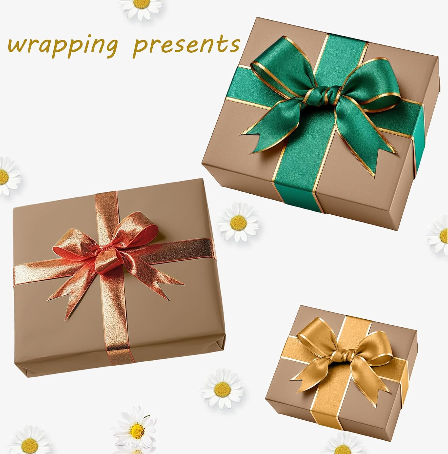 RINGSUN Wrapping Paper Roll, Gift Wrapping Paper, Kraft Paper 80Gsm, Ideal for Packing Present Wrapping Art Craft Postal Shipping (Dark Brown, 38X1000Cm)