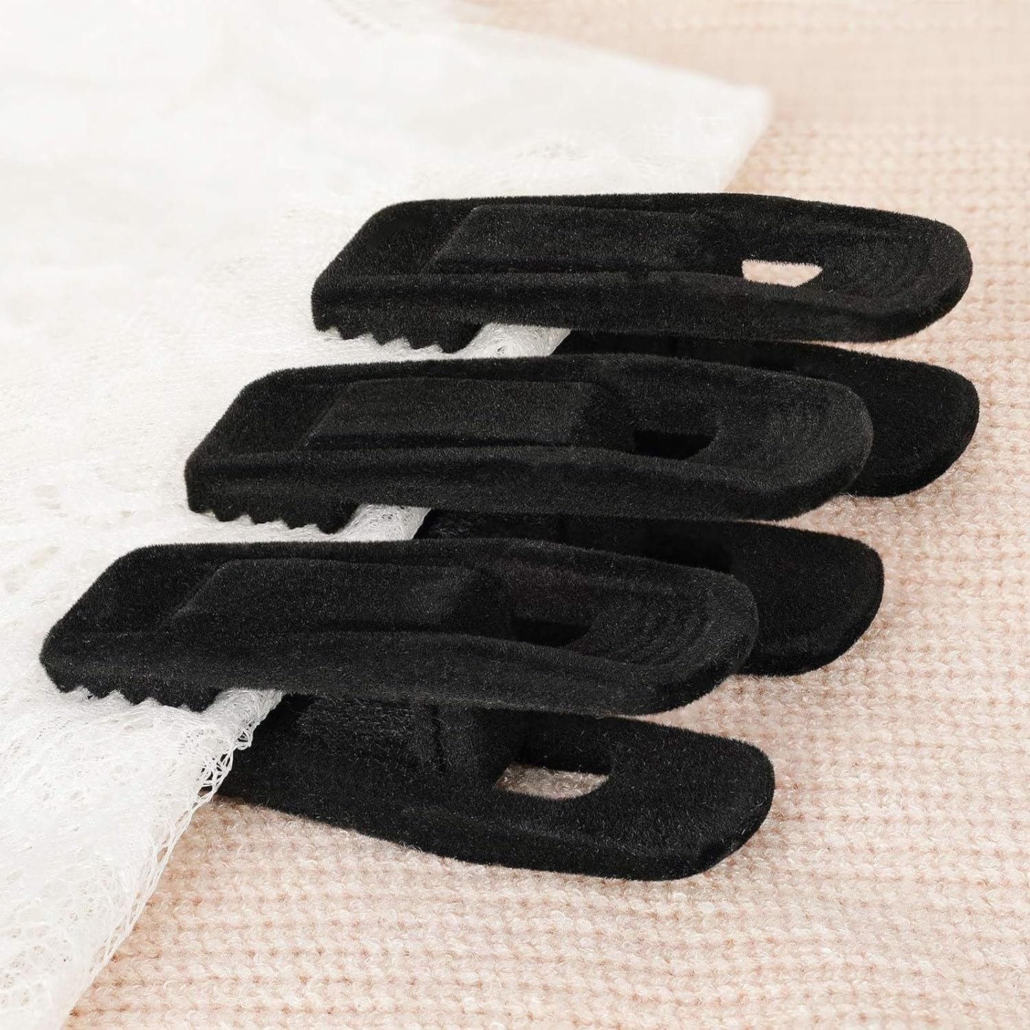 50 Pack Velvet Hangers Clips, Non-Slip Skirt Hanger Velvet Clips for Velvet Hangers, Strong Finger Clips Perfect for Thin Velvet Hangers Skirt Pant Suit Clothes, Velvet Baby Hangers Clips (Black) image number 4