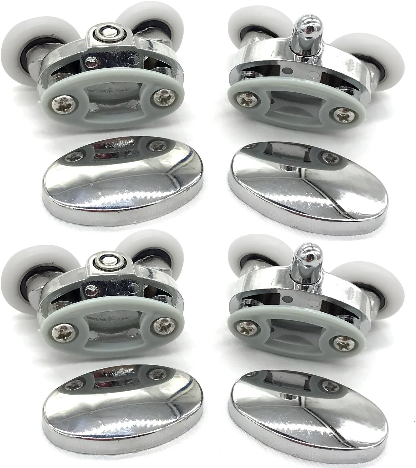 Set of 4 New Oval Butterfly Twin Wheel 23Mm Shower Door Rollers (Diameter 23Mm2Top2Bottom) (23Mm Distance :27Mm) image number 4