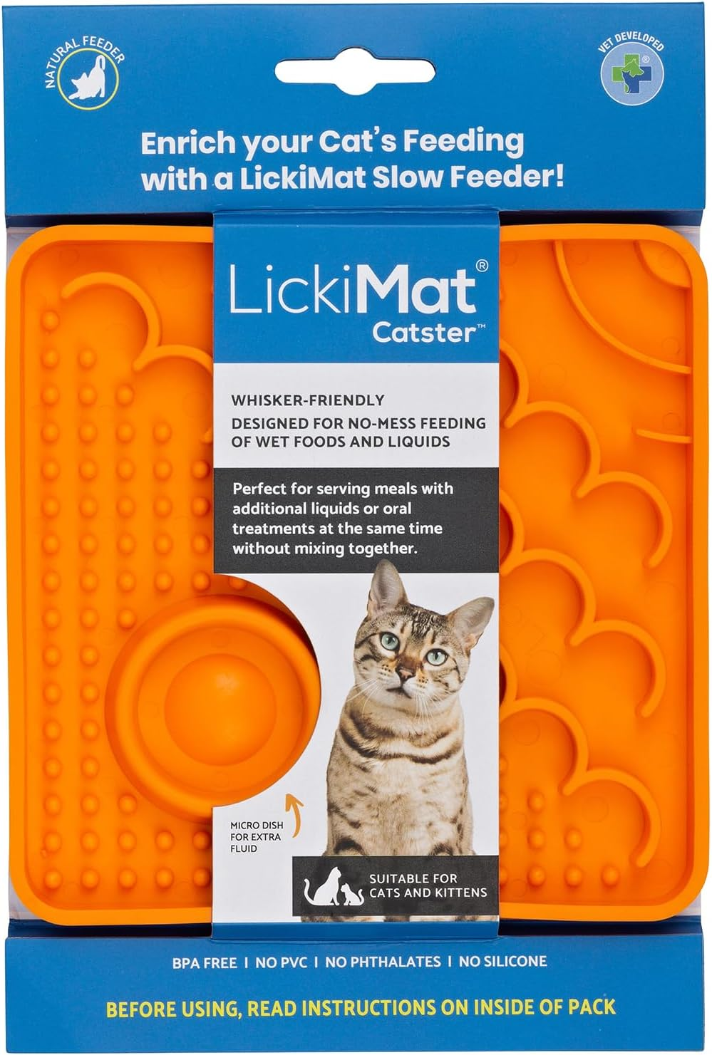 Lickimat Catster Combo Slow Feeder with Micro Dish - Enhance Hydration - Ideal for All Cats and Kittens - Promotes Healthy Eating and Engagement - Innovative Cat Feeding Solution