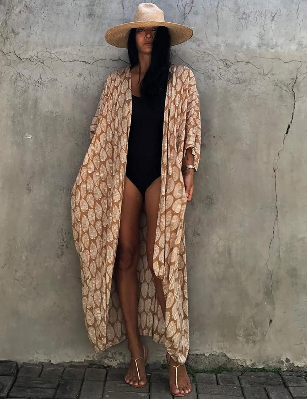 Bsubseach Stylish Tie Dye Open Front Long Kimono Swimsuit Cover up for Women image number 1