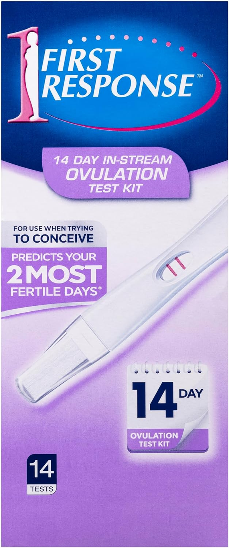 First Response 14 Day Instream Ovulation Test Kit - 99% Accurate - Easy to Read - Test at Any Time of the Day - Predicts Your Two Most Fertile Days - 14 Pack