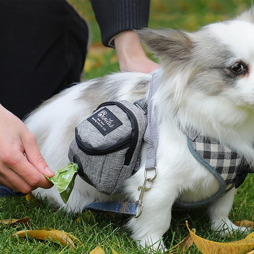 Dog Training Treat Pouch with Pet Waste Bag Dispenser and Poop Bag Holder - Rose Red - Grey image number 5
