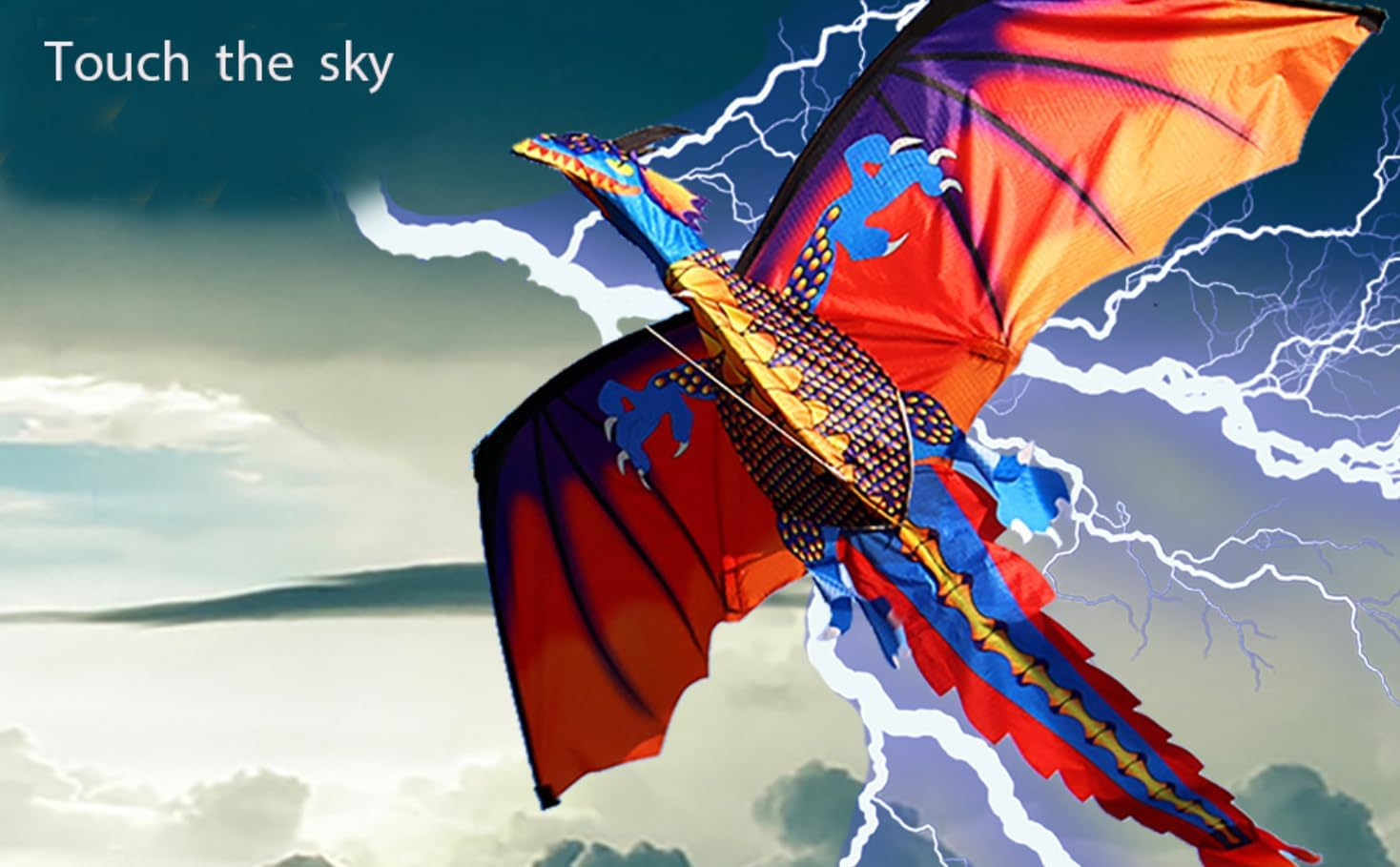 Touch the Sky Huge Dragon Kite-Premium Durable Outdoor Flying Kite, Easy to Fly for Beginner,Perfect for Beach, Park, Birthday Party Activities image number 4