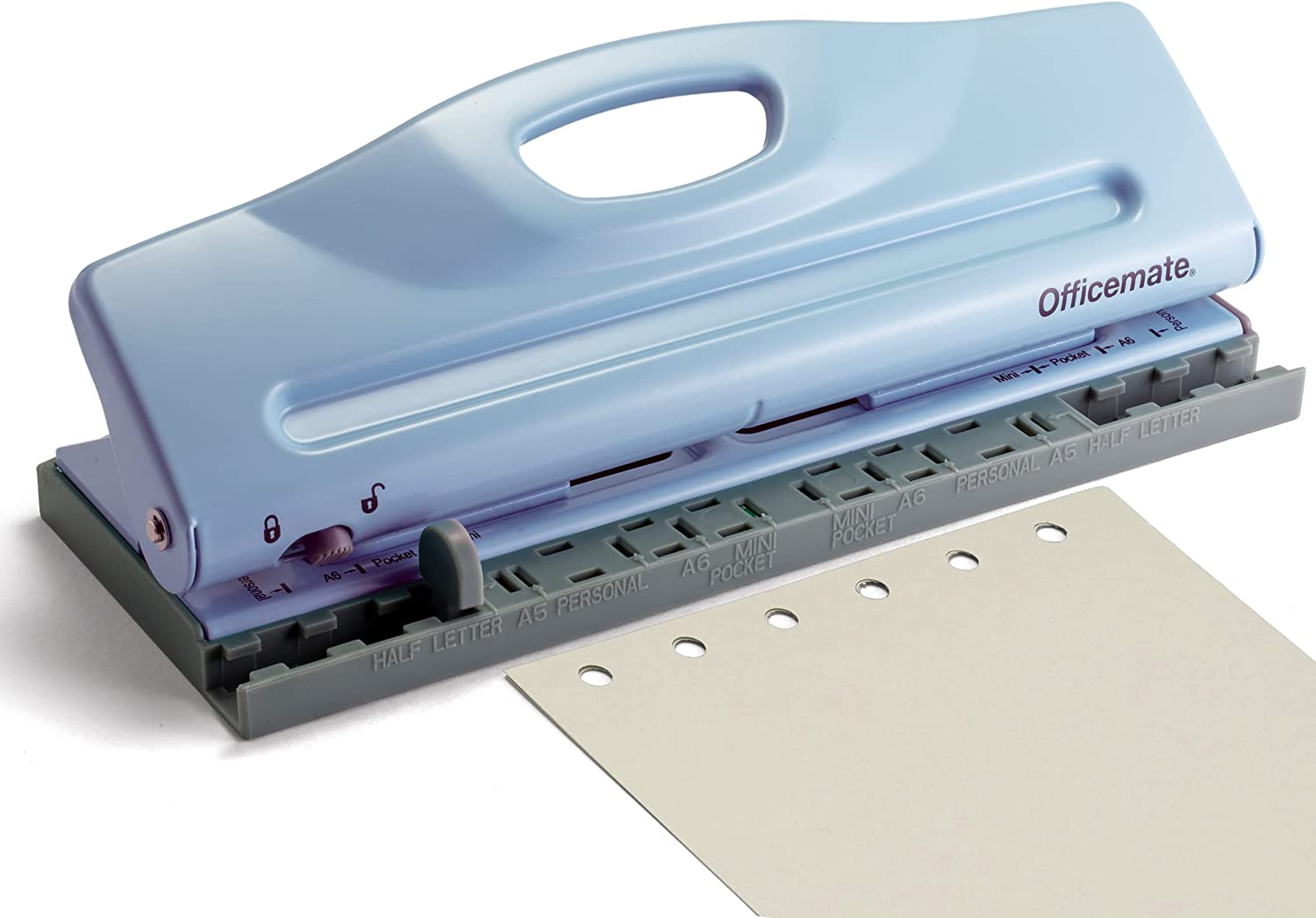 Officemate Adjustable 6-Hole Punch for Planners and Binders, 8 Sheet Capacity, Pink (90161)
