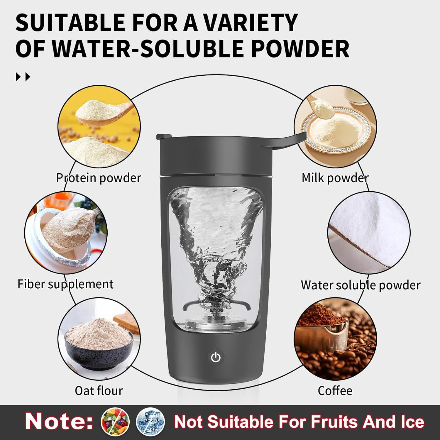 Electric Protein Shaker Bottle, 650Ml Portable Mixer Cup/Usb Rechargeable Shaker Cups for Shakes and Meal Replacements (Black) image number 1