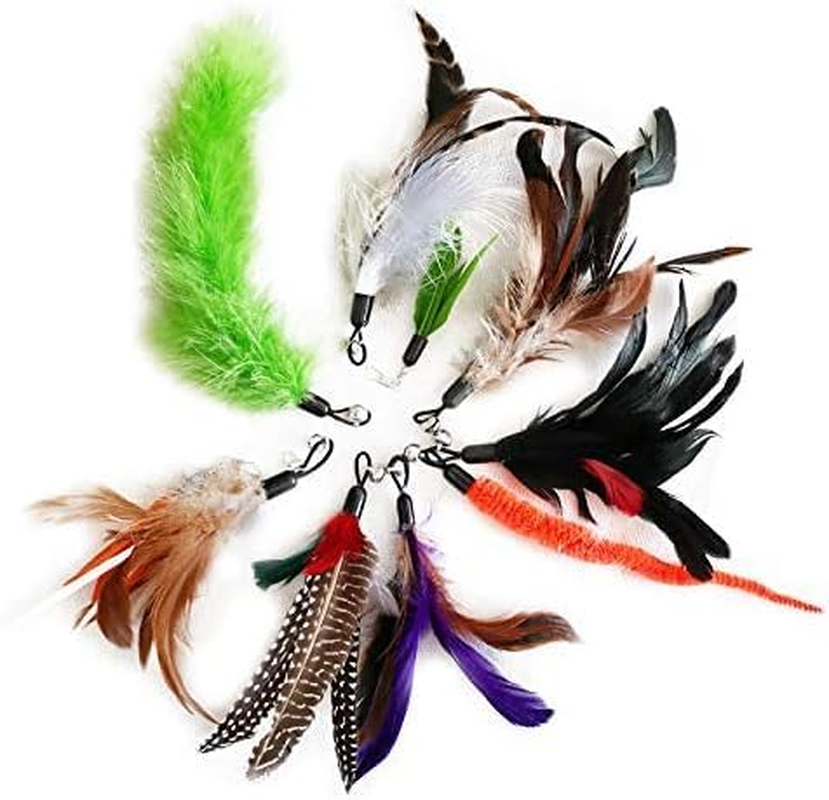 Feather Teaser Cat Toy Set 20 Pcs, Interactive Toys for Cats Replacement Feather Teaser with Bell for Kitten Cat Catcher Having Fun Exercise Playing image number 1