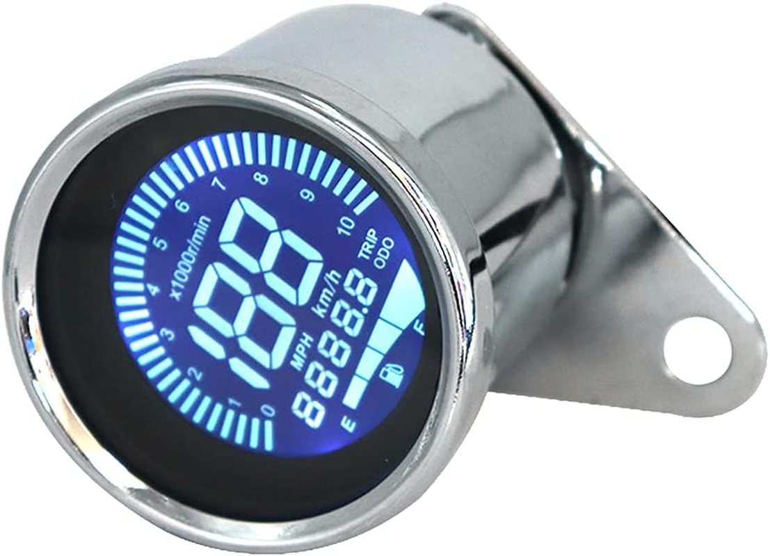 Universal 12V Motorcycle Instrument Modified Digital Motorbike Speedometer Tachometer Gauge LCD Display (7 Colors) 0-1000RPM 0-199KM/H