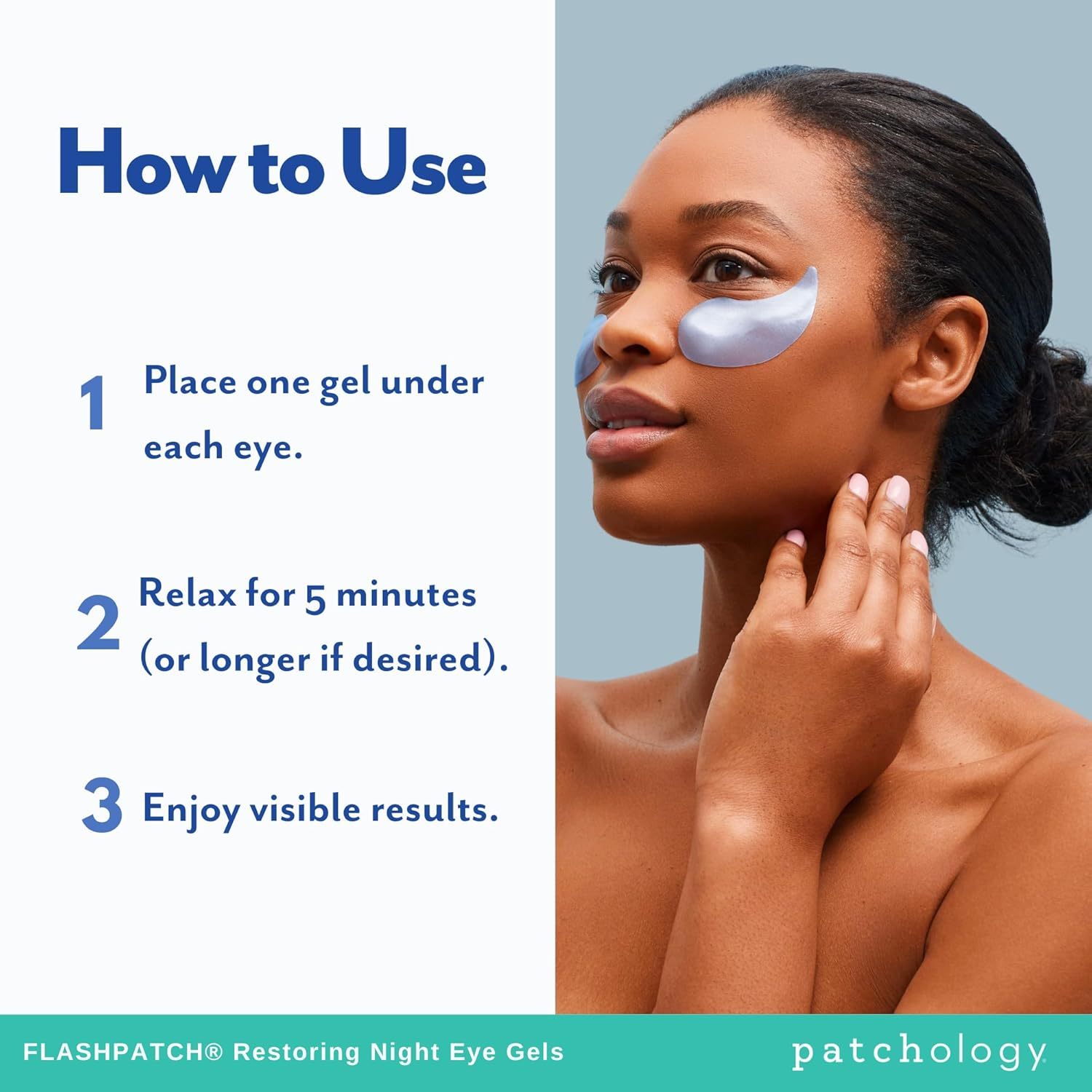 Flashpatch Restoring Night Eye Gels by Patchology for Unisex - 5 Pair Patches image number 3