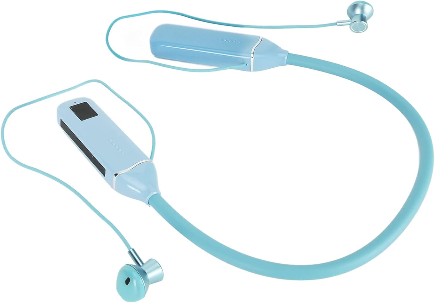 POENVFPO Neckband Headphones, RGB Backlight, Long Standby Time, Memory Card Playback, Wireless Headphones for Music Fans (Blue) - Blue image number 2