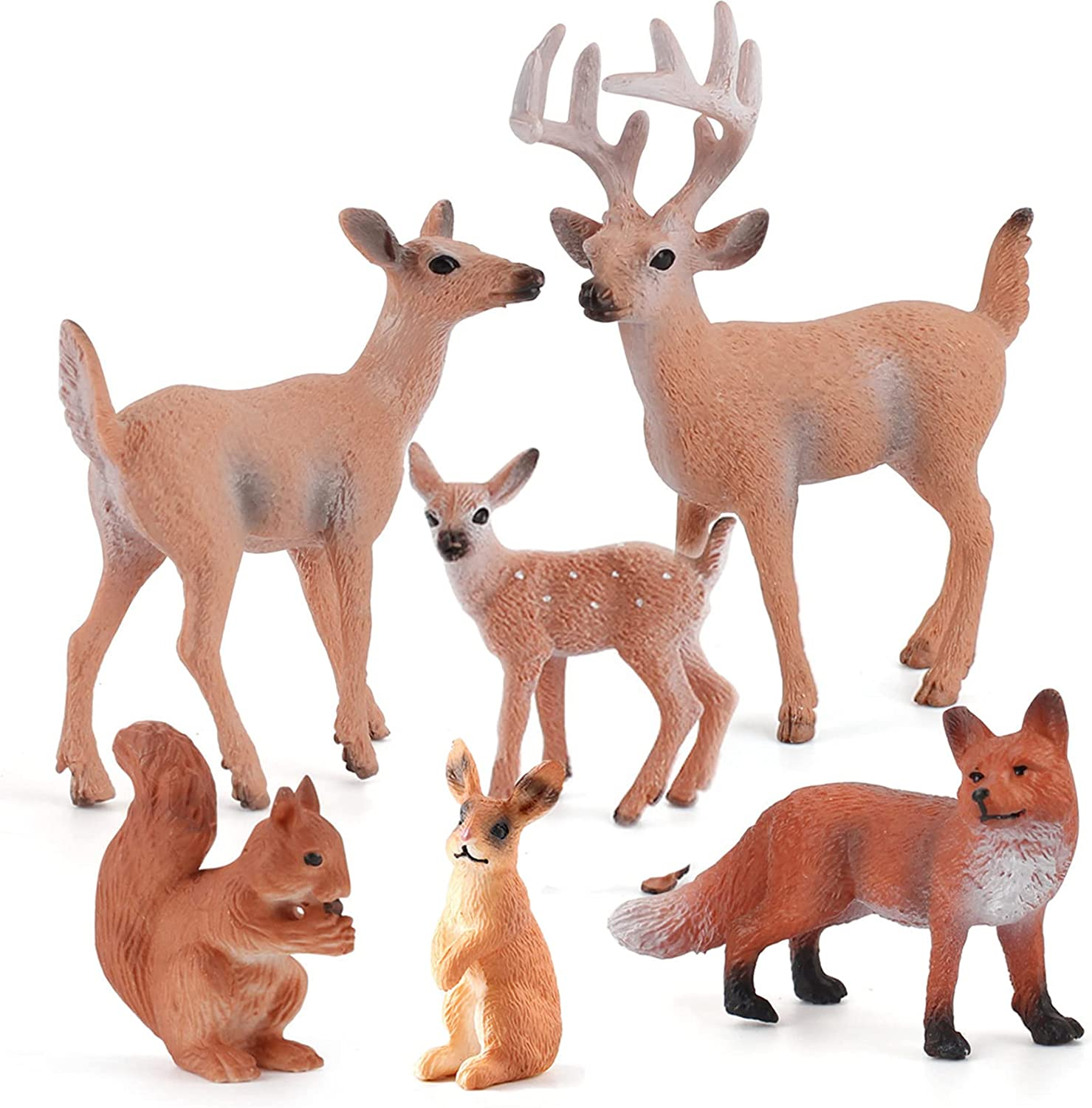 Deer Set Forest Animal Figures Woodland Creatures Figurines Miniature Toys for Boys and Girls Animal Cake Toppers image number 4