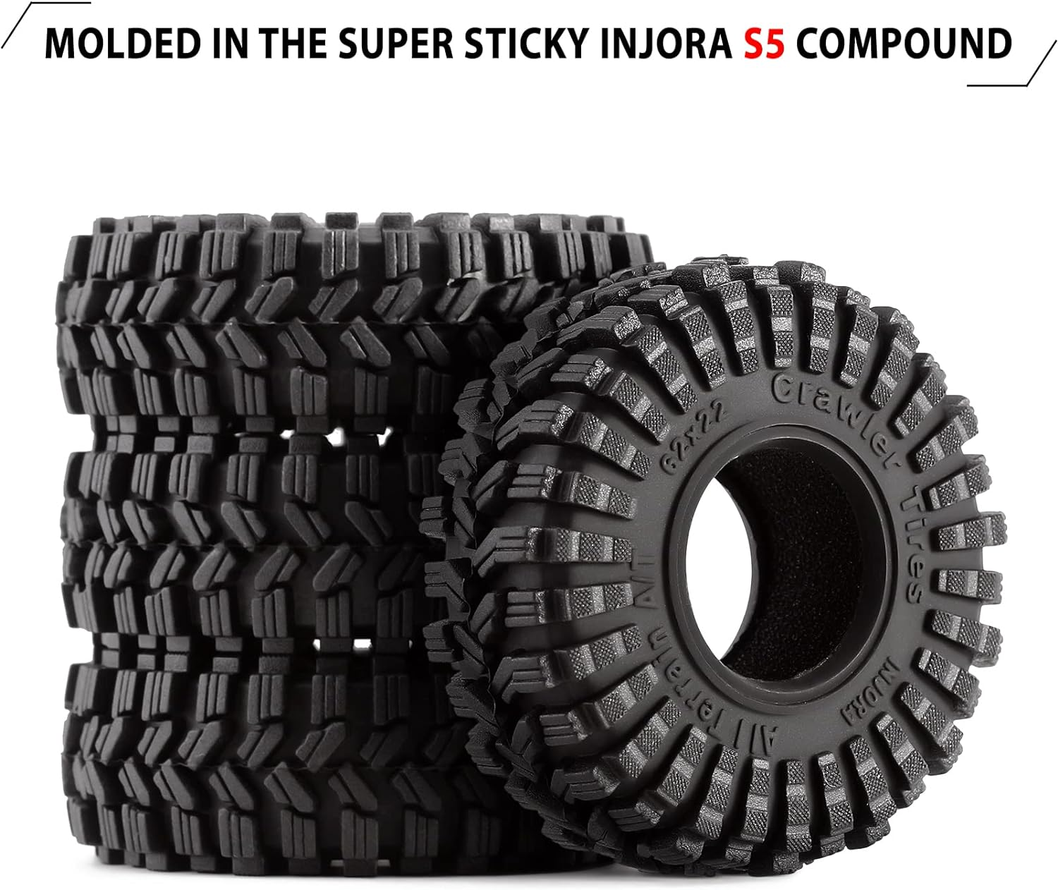 INJORA 1.0 Tires All Terrain Super Soft Sticky Tires for 1/18 TRX4M 1/24 RC Crawler Axial SCX24 FMS FCX24 Enduro24 (T1014) image number 2