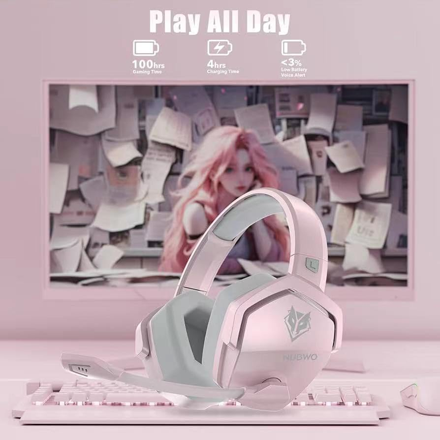 NUBWO G06 Dual Wireless Gaming Headset with Microphone for PS5, PS4, PC, Mobile, Switch, 2.4Ghz Wireless + Bluetooth - 100 Hr Battery - 50Mm Drivers image number 3