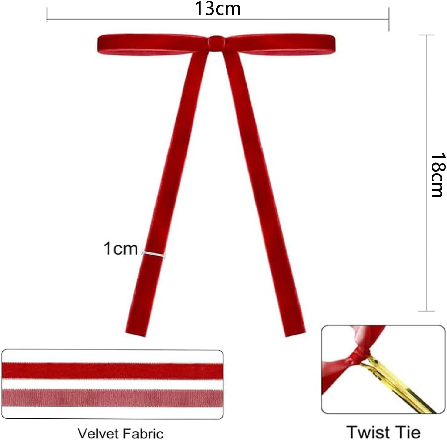 30 Pcs Velvet Christmas Tree Bows Door Garland Decor Vintage Wreath Bow for Wreaths, Gifts and Christmas Home Decor, DIY Craft Wreaths Indoor Outdoor Home Decorations (Red) image number 2