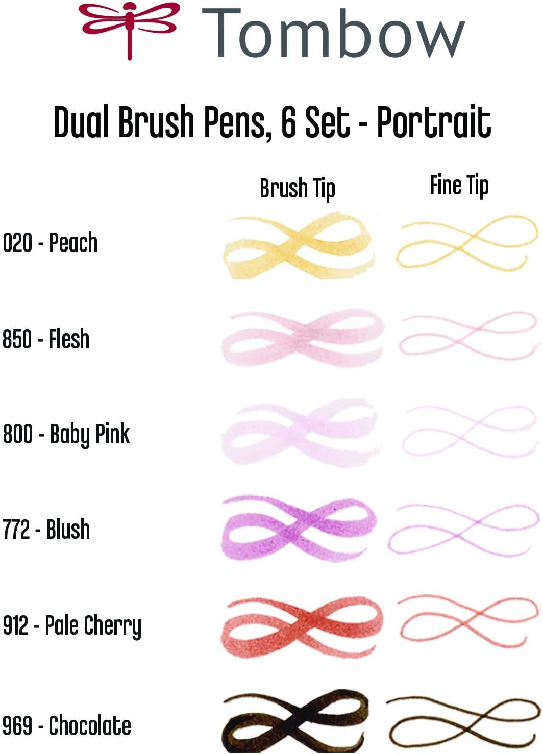 Tombow Dual Brush Pen Art Markers, Portrait, 6-Pack, DBP6-56165