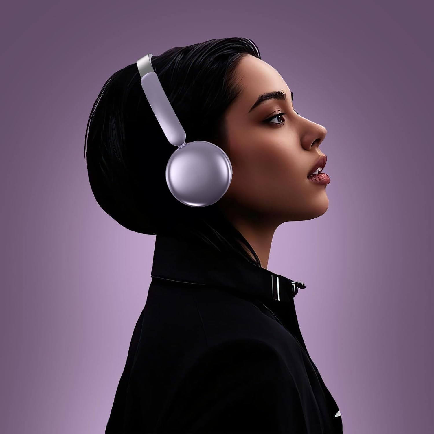 LORELEI Q60 Wireless Bluetooth On-Ear Headphones Lightweight ，Built-In Micphone, 40 Hours up Battery Life, Bass Mode, Memory Earmuffs (Purple) image number 3